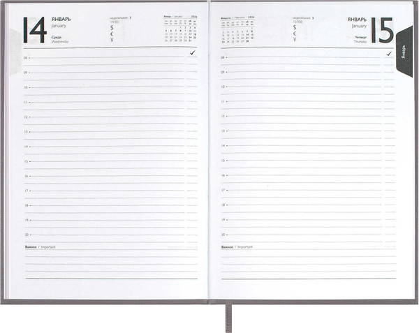 Изображение товара Ежедневник Escalada Наппа 2026 / 70288 (176л, серый)