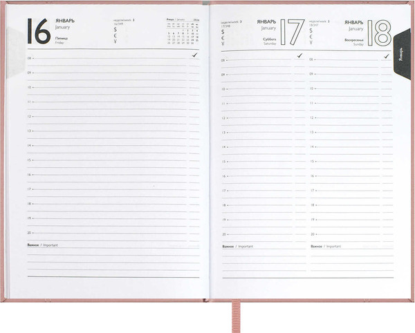 Изображение товара Ежедневник Escalada Наппа 2026 / 70289 (176л, розовый)