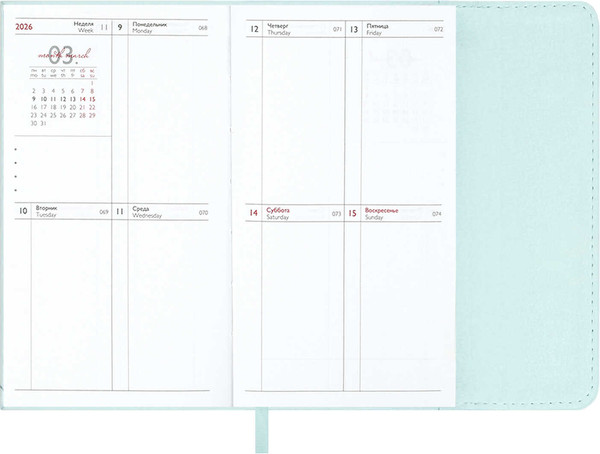 Изображение товара Еженедельник Escalada Бьянчини 2026 / 70354 (64л, мятный)