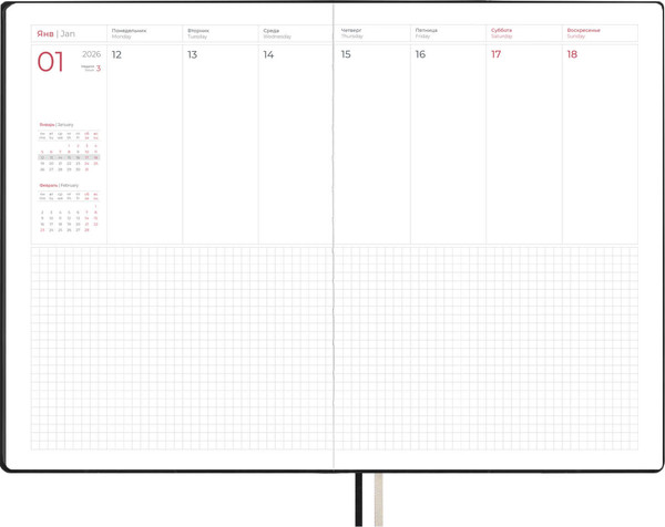 Изображение товара Еженедельник Escalada Тиволи Делавэ 2026 / 70327 (80л, черный)
