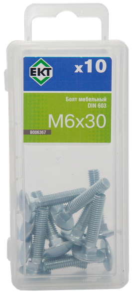 Изображение товара Болт ЕКТ Мебельный  6x30 DIN 603 / B006367
