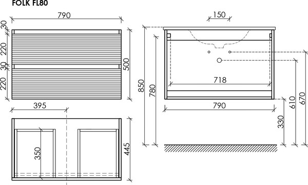 Изображение товара Тумба с умывальником Sancos Folk FL80W + CN7005MB
