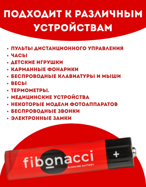 Изображение товара Комплект батареек Fibonacci АА LR6/40 / FB-LR6-B40 (4шт)