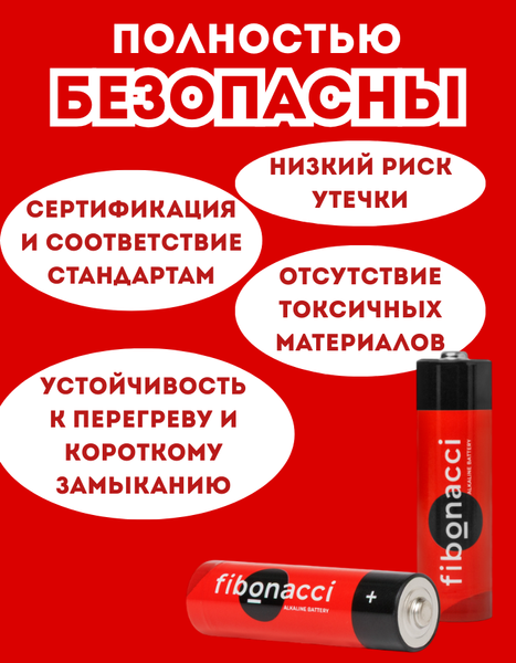 Изображение товара Комплект батареек Fibonacci АА LR6/40 / FB-LR6-B40 (4шт)