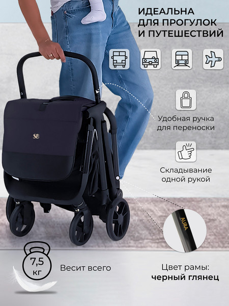 Изображение товара Детская прогулочная коляска Sweet Baby Aura / 427236 (темно-синий)