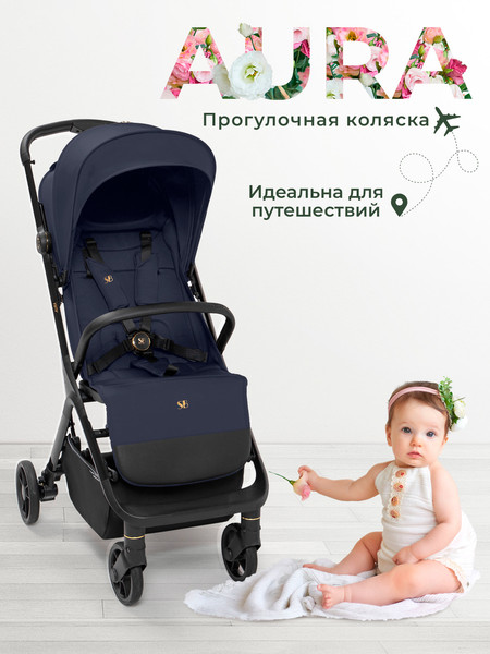 Изображение товара Детская прогулочная коляска Sweet Baby Aura / 427236 (темно-синий)