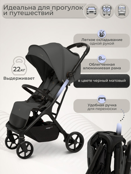 Изображение товара Детская прогулочная коляска Sweet Baby Aura Plus (темно-серый)