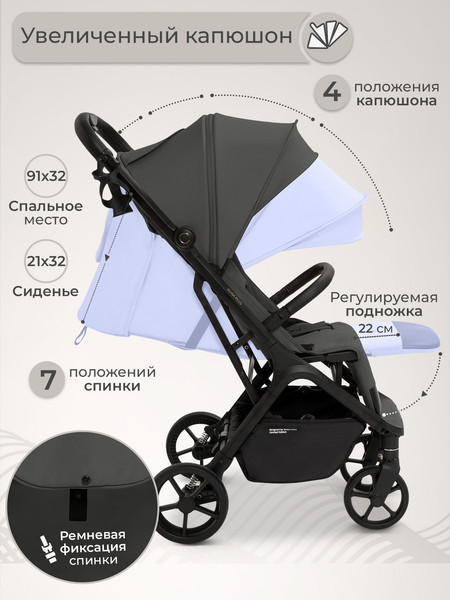 Изображение товара Детская прогулочная коляска Sweet Baby Aura Plus (темно-серый)