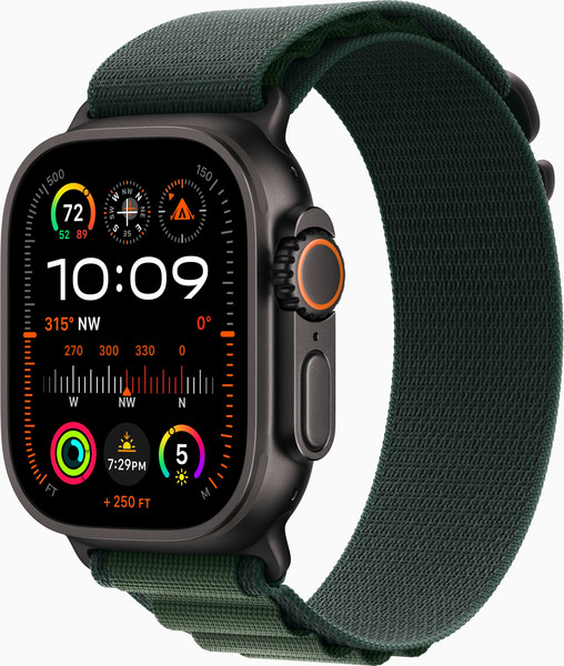 Изображение товара Умные часы Apple Watch Ultra 2 LTE 49mm / MX4Q3 (черный титан/темно-зеленый ремешок)
