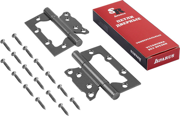 Изображение товара Комплект петель дверных Нора-М Isparus 800-4 FHP 100x74x2.5 накладная (графит, без колп.)