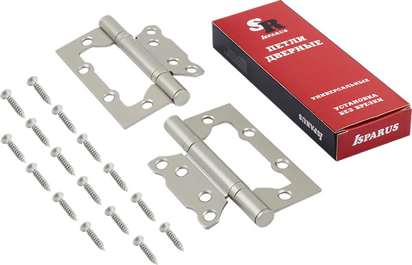 Изображение товара Комплект петель дверных Нора-М Isparus 800-4 FHP 100x74x2.5 накладная (жемчуг, без колп.)