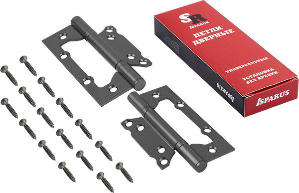 Изображение товара Комплект петель дверных Нора-М Isparus 800-5 FHP 125x74x2.6 накладная (графит, без колп.)