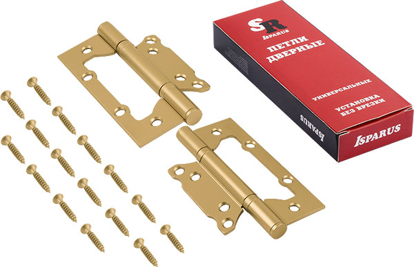 Изображение товара Комплект петель дверных Нора-М Isparus 800-5 FHP 125x74x2.6 накладная (сатинированное золото, без колп.)