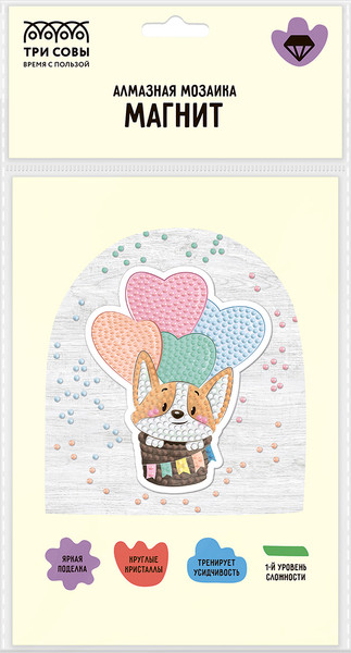 Изображение товара Набор алмазной вышивки Три совы Магнит. Корги-путешественник / АММ_65743