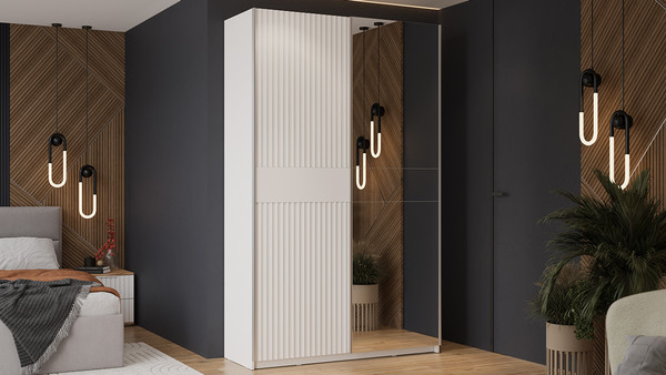 Изображение товара Шкаф-купе ТриЯ Оскар Тиффани Т2 1400 / 282733 (серебристый/белый снег/белый софт)