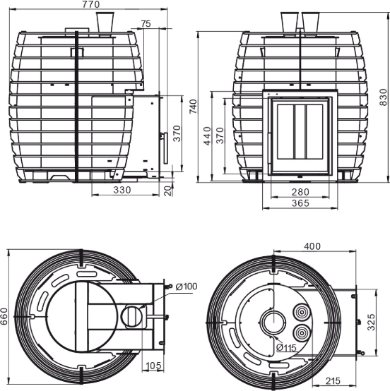 Изображение товара Печь-каменка Everest Steam Heat 24 Б/В (сталь до 24мм)