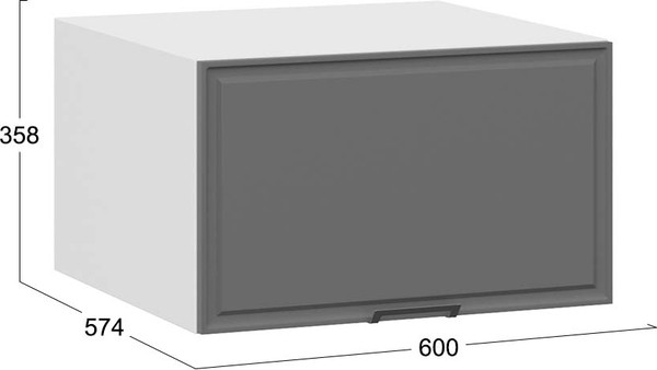 Изображение товара Шкаф под вытяжку ТриЯ Белладжио 1В6ГП с одной откидной дверью (белый/софт графит)