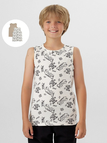Изображение товара Комплект маек детских Mark Formelle 423344-2 (р.134-68, граффити на молочном/бежевый)