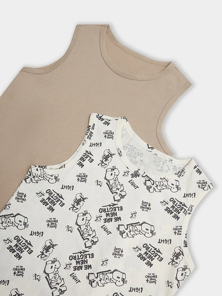 Изображение товара Комплект маек детских Mark Formelle 423344-2 (р.146-72, граффити на молочном/бежевый)