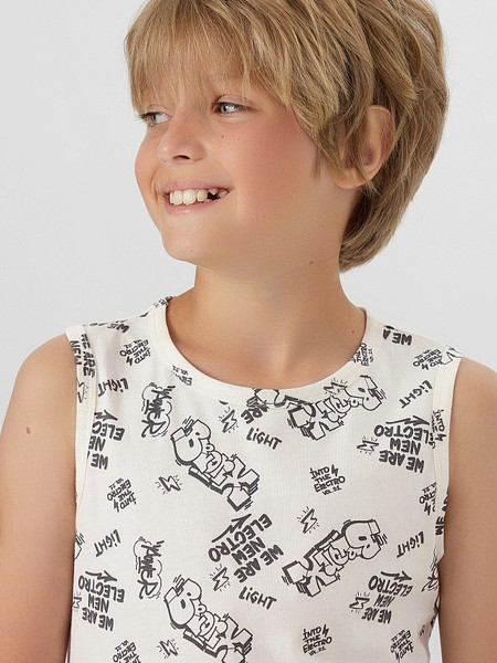 Изображение товара Комплект маек детских Mark Formelle 423344-2 (р.146-72, граффити на молочном/бежевый)