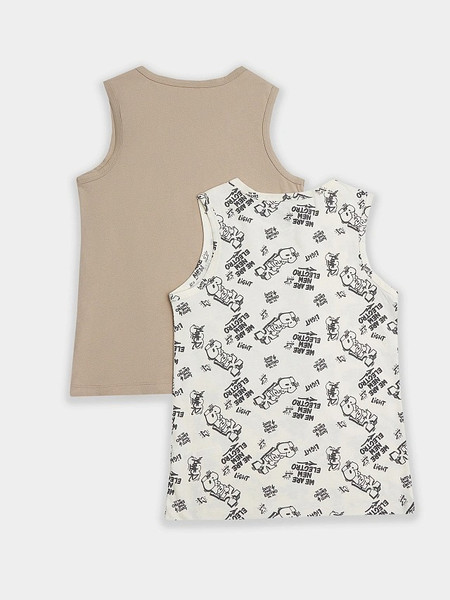 Изображение товара Комплект маек детских Mark Formelle 423344-2 (р.164-84, граффити на молочном/бежевый)