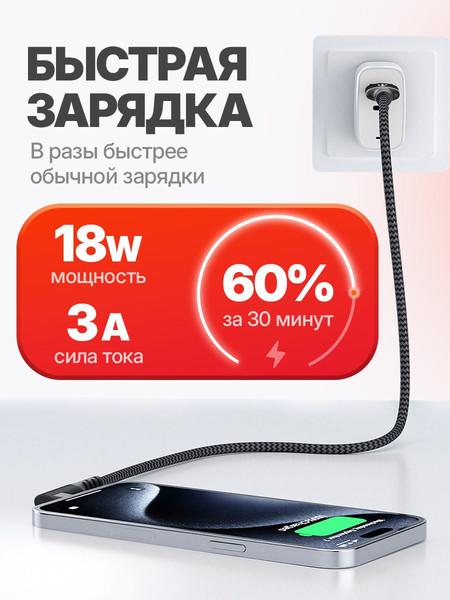 Изображение товара Кабель BreezyTech SL005 USB to Type-C (2м, черный)