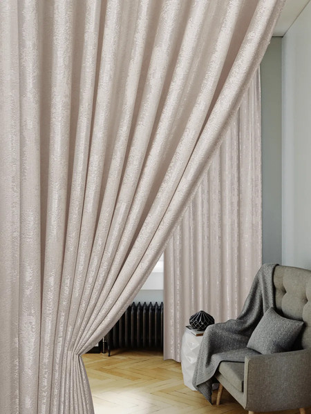 Изображение товара Комплект штор Mio Tesoro Мрамор 150x270 (2шт, молоко)