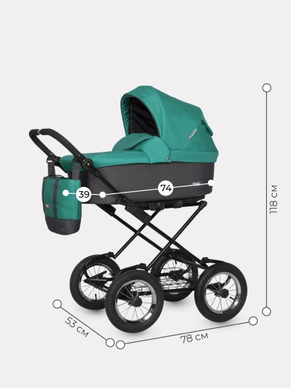 Изображение товара Детская универсальная коляска Riko Bella Classic 2025 2 в 1 (03 серый-малахит)