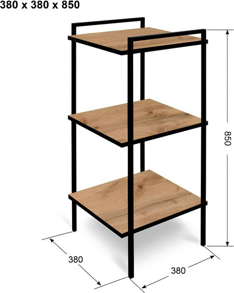 Изображение товара Стеллаж Древпром ДП4-12 ЛДСП (дуб вотан/черный матовый)