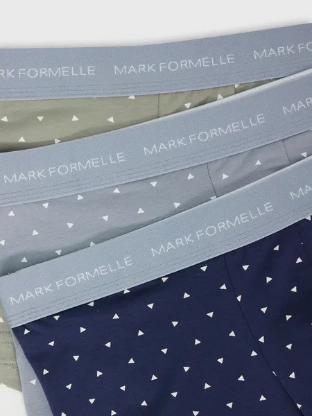 Изображение товара Комплект мужских трусов Mark Formelle 411124-3 (р.86-96, треугольники на серо-зеленом/на сизом/на морском)