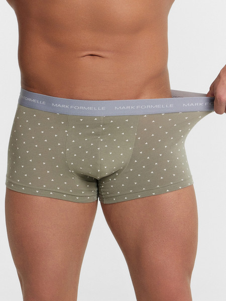 Изображение товара Комплект мужских трусов Mark Formelle 411124-3 (р.106-116, треугольники на серо-зеленом/на сизом/на морском)