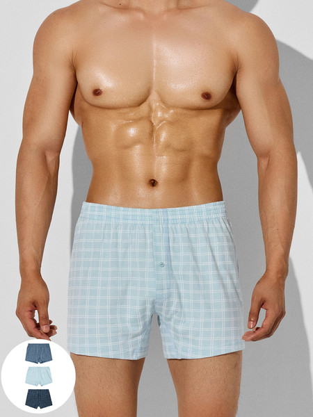 Изображение товара Комплект мужских трусов Mark Formelle 411152-3 (р.106-116, клетка на голубой дымке/на шторме/на море)