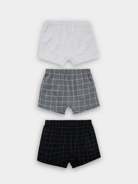 Изображение товара Комплект мужских трусов Mark Formelle 411152-3 (р.106-116, клетка на сером меланже/на темно-сером/на черном)