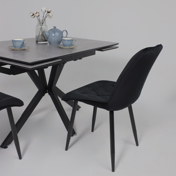 Изображение товара Обеденный стол LEPREMO AV 2111 раздвижной 1200-1800x800 (серый, матовый Larka Grey/черный)