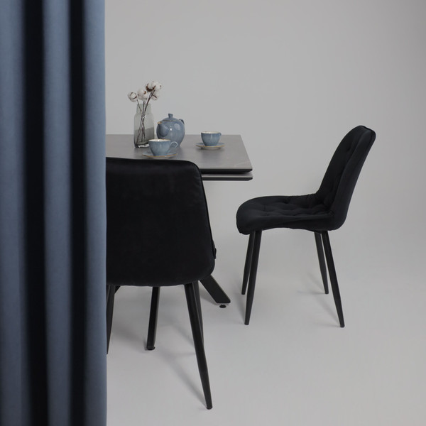 Изображение товара Обеденный стол LEPREMO AV 2111 раздвижной 1200-1800x800 (серый, матовый Larka Grey/черный)