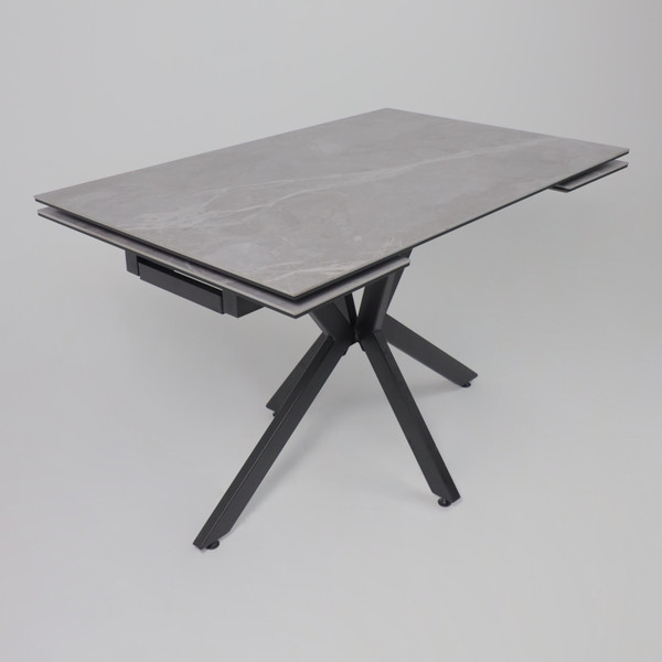 Изображение товара Обеденный стол LEPREMO AV 2111 раздвижной 1200-1800x800 (серый, матовый Larka Grey/черный)