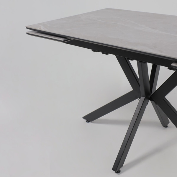 Изображение товара Обеденный стол LEPREMO AV 2111 раздвижной 1200-1800x800 (серый, матовый Larka Grey/черный)
