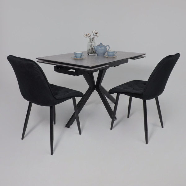 Изображение товара Обеденный стол LEPREMO AV 2111 раздвижной 1200-1800x800 (серый, матовый Larka Grey/черный)