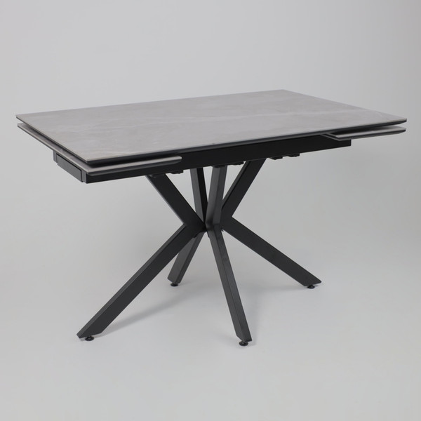 Изображение товара Обеденный стол LEPREMO AV 2111 раздвижной 1200-1800x800 (серый, матовый Larka Grey/черный)