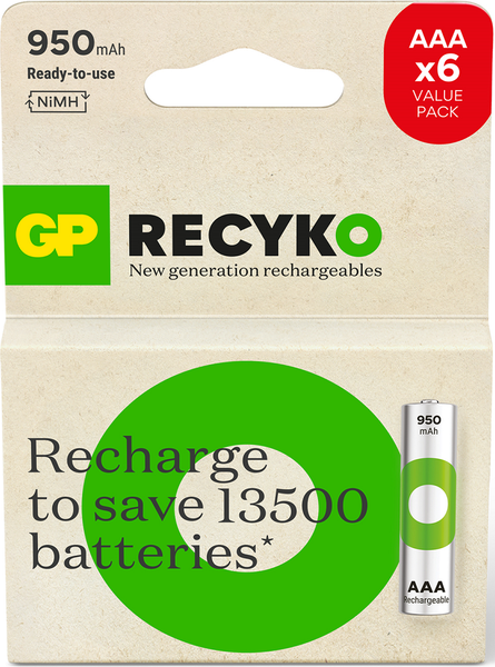 Изображение товара Комплект аккумуляторов GP Batteries 100AAAHCER21-2GVPTLB6 (6шт)