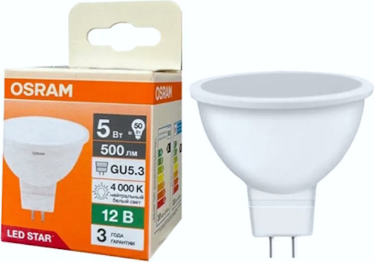 Изображение товара Лампа Osram LS MR16 5W/840 GU5.3 12V FR 50110
