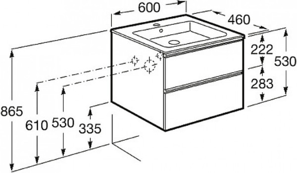 Изображение товара Тумба под умывальник Roca Domi 60 / ZRU9307870 (небесный синий матовый)