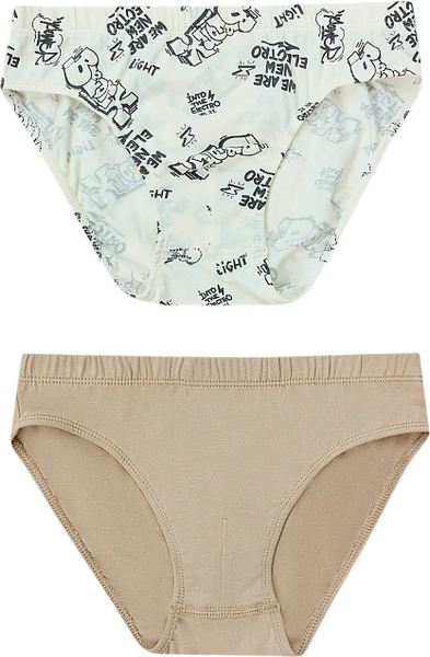 Изображение товара Комплект трусов детских Mark Formelle 413351-2 (р.164-84-72, бежевый/граффити на молочном)