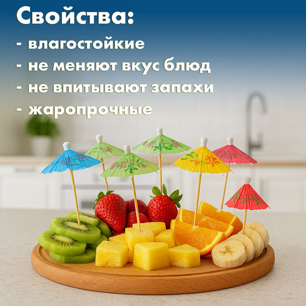 Изображение товара Набор шпажек для канапе Офисмаг Зонтик / 140239 (100шт)