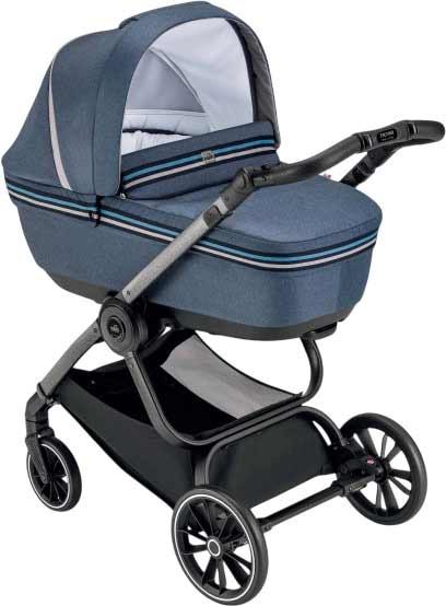 Изображение товара Детская универсальная коляска Cam Milano 2 в 1 / ART978-T552+ART805T-V99S (синие полосы/матовый серый)