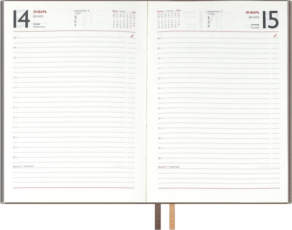 Изображение товара Ежедневник Escalada Замша 2026 / 70268 (176л, бежевый)