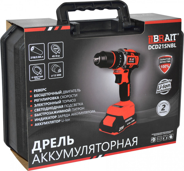 Изображение товара Аккумуляторная дрель-шуруповерт Brait DCD21SNBL