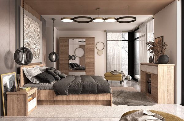 Изображение товара Полуторная кровать Anrex Somma 140x200 (дуб сонома)