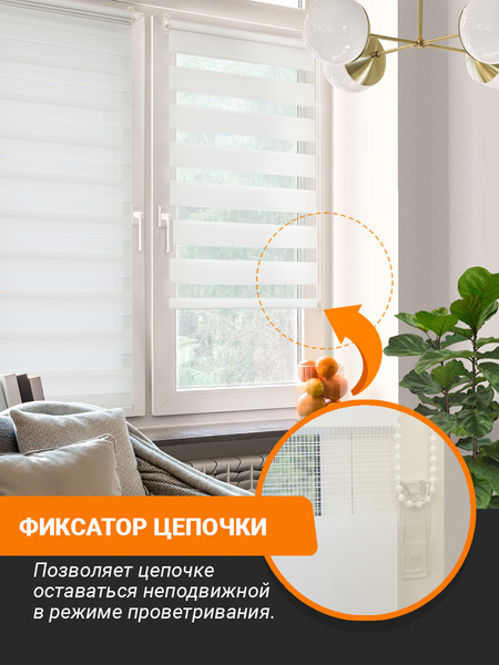 Изображение товара Рулонная штора Delfa Сантайм День-Ночь Стандарт D609 (55x160, белый)