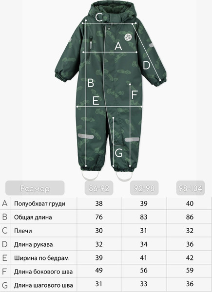 Изображение товара Комбинезон прогулочный детский Amarobaby Adventure / AB-OD25-6202AD/13-92 (р.92-98, зеленый/машины)